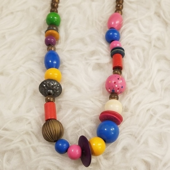 Colorful Wood Bead Necklace - Picture 2 of 5
